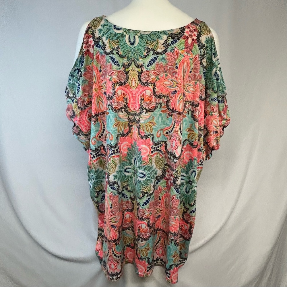 Cacique Lane Bryant Swim Cover Up Top Size 18/20 Popover Boho Beach Vacation - Picture 2 of 8